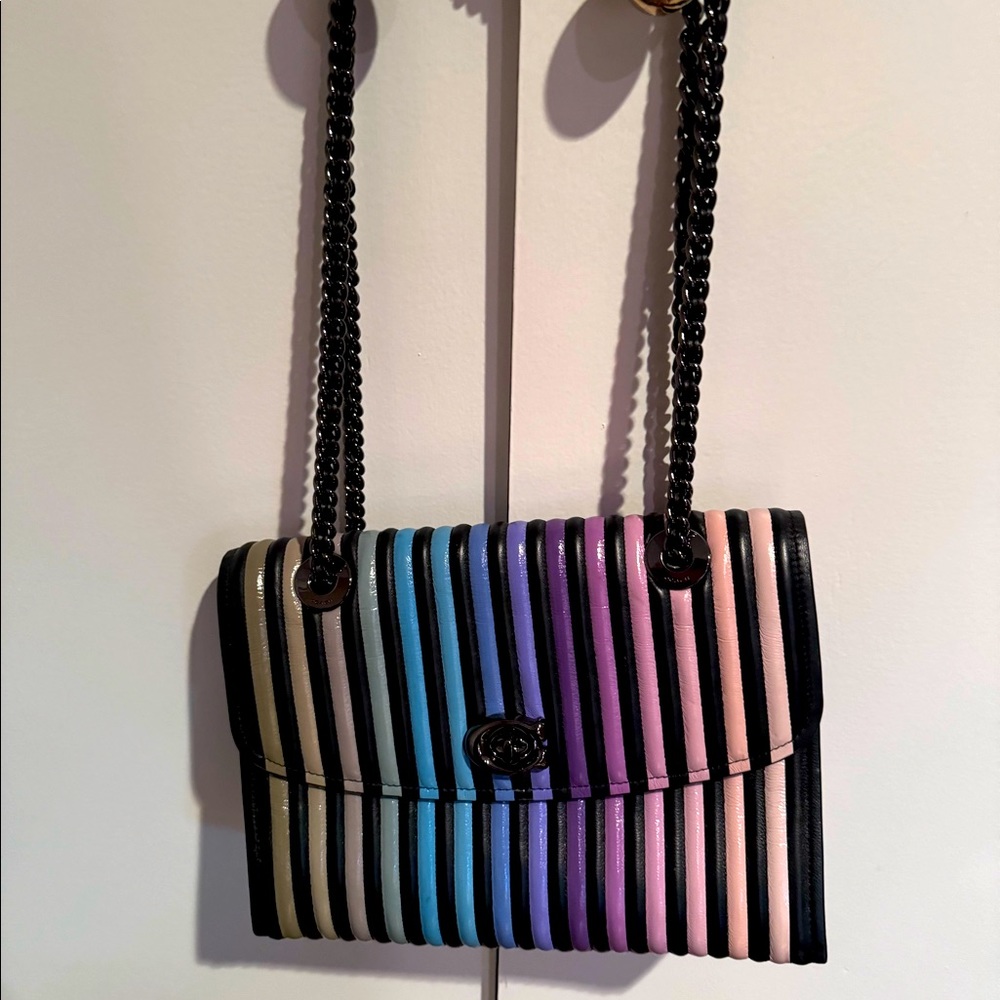 Never used coach bag, beautiful leather. Limited edition rainbow ombré